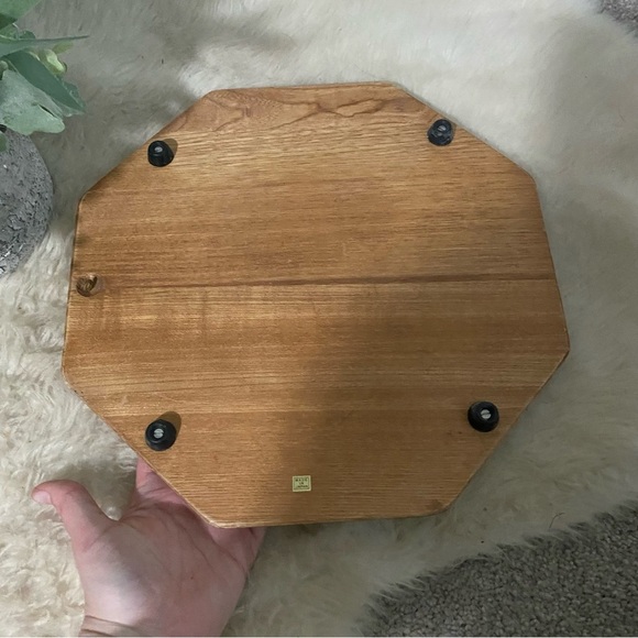 Vintage Wood & Ceramic Floral Octagon Trivet Pot Holder - Picture 3 of 5